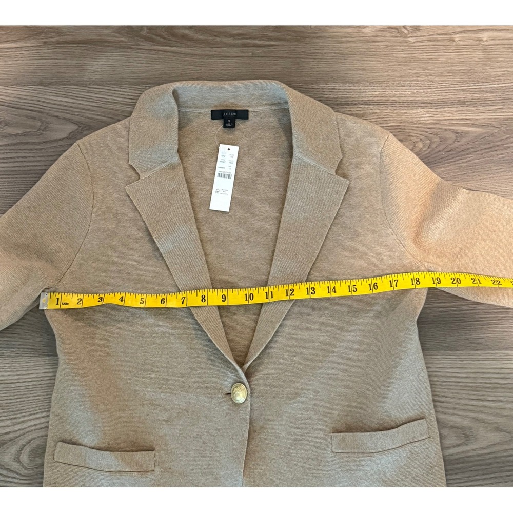 J.Crew Women Sweater Blazer Sand Beige Gold Crest Button Size Small NWT - Picture 6 of 7